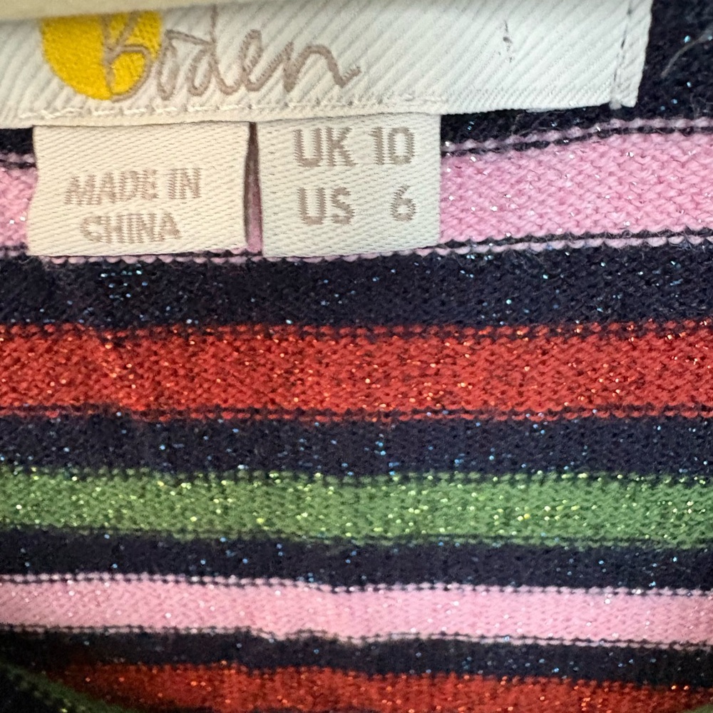 Boden Mabel Striped Wool Metallic Shimmer  Sweater - size 6 - Picture 7 of 8